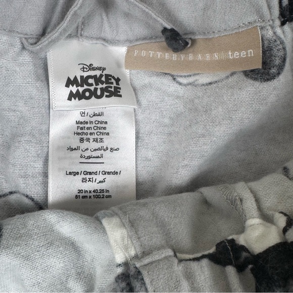 Disney Pottery Barn Teen Flannel Mickey Mouse Gray Pajama Shirt & Pant Set Large - Picture 4 of 9